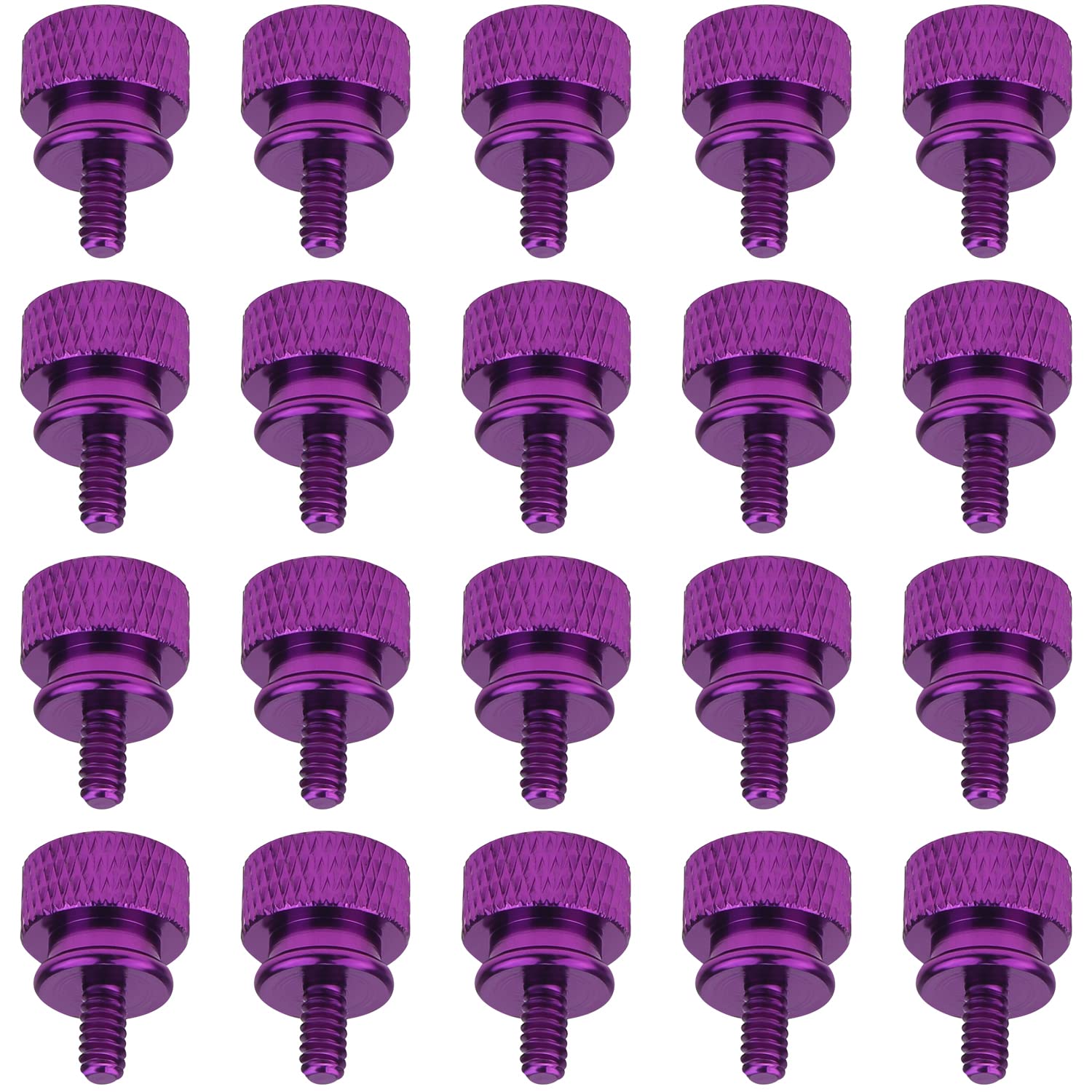 20-Pack Purple Anodized Aluminum 6-32 Thread Thumb Screws for PC Case, Cover, Power Supply & Hard Drives - Durable Computer Hardware Accessories for Easy Assembly & Maintenance