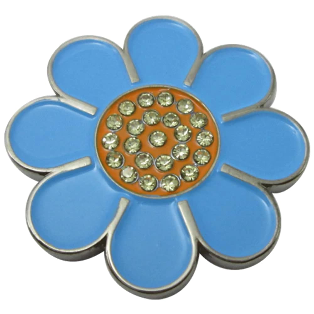 Hippie Flower Golf Ball Marker & Hat Clip - Blue & Orange for Golf Accessories