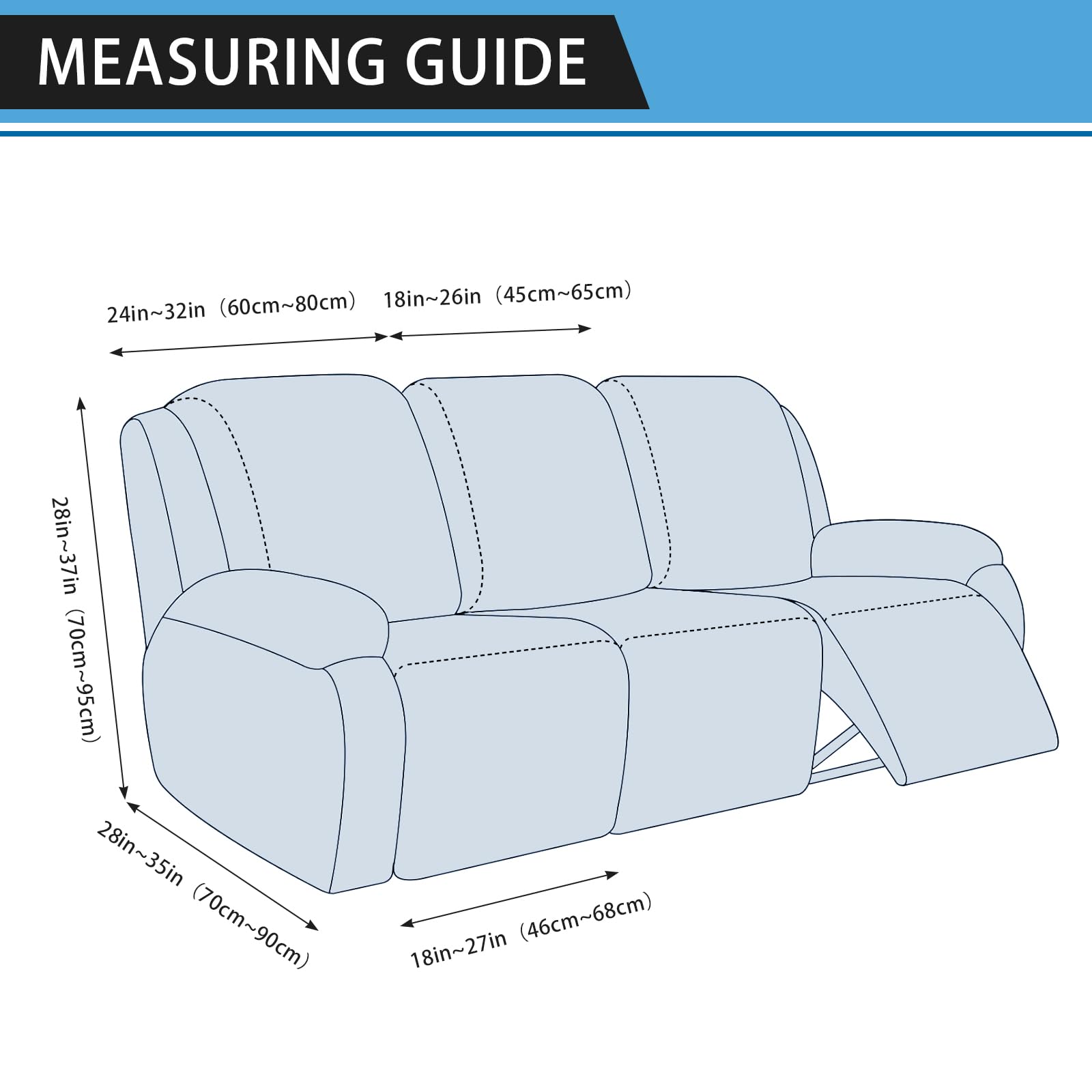 8-Piece Stretchable Spandex Recliner Sofa Cover Set - Washable Leather-Look Slipcovers for 3-Seater Couches with Storage Pockets | Perfect for Living Room Furniture Protection & Style Upgrade (Grey)