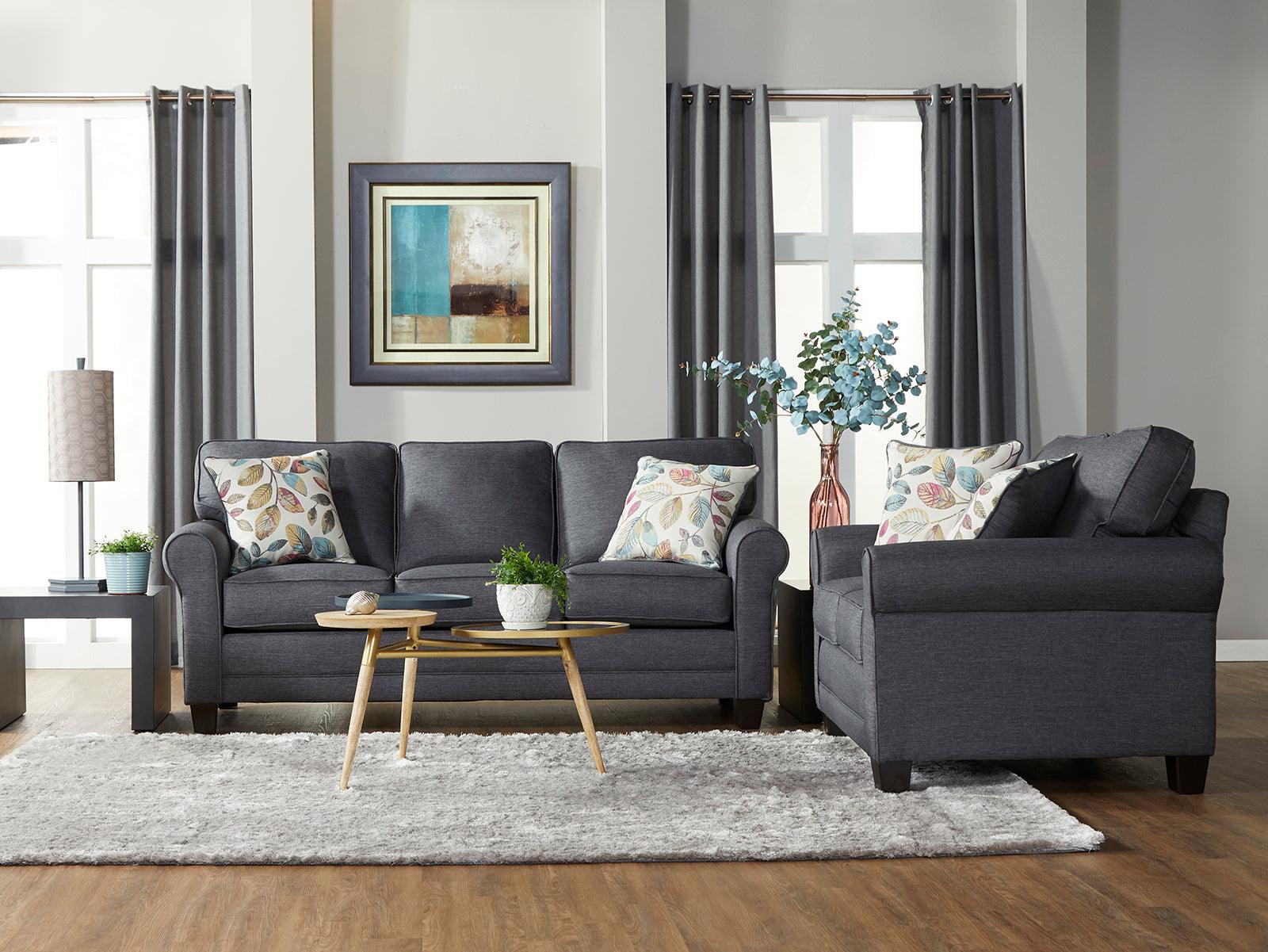 Jitterbug Grey Sofa & Loveseat Set 3700 - Modern Living Room Furniture for Small Spaces & Apartments