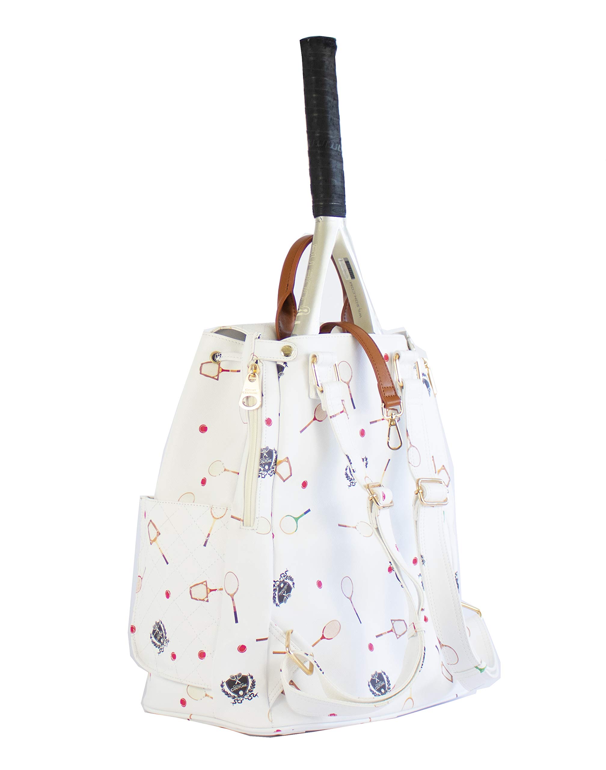 Court Couture Hampton Monogram Tennis Backpack - Stylish Pickleball Backpack for Women & Men, Durable Sports Bag for Tennis, Pickleball & Gym - Perfect for Travel, Work & School