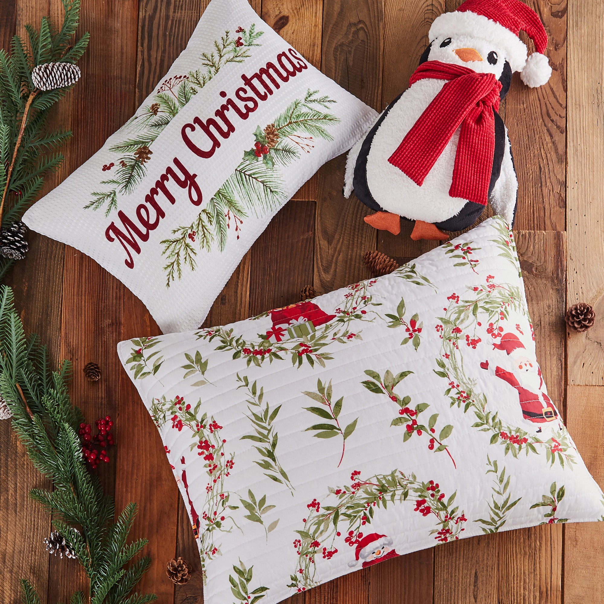 Cozy Pine & Plaid Quilt Set - Queen Size Bedding with Matching Pillow Shams - Soft Warm Winter Comforter for Cabin, Lodge & Farmhouse Decor