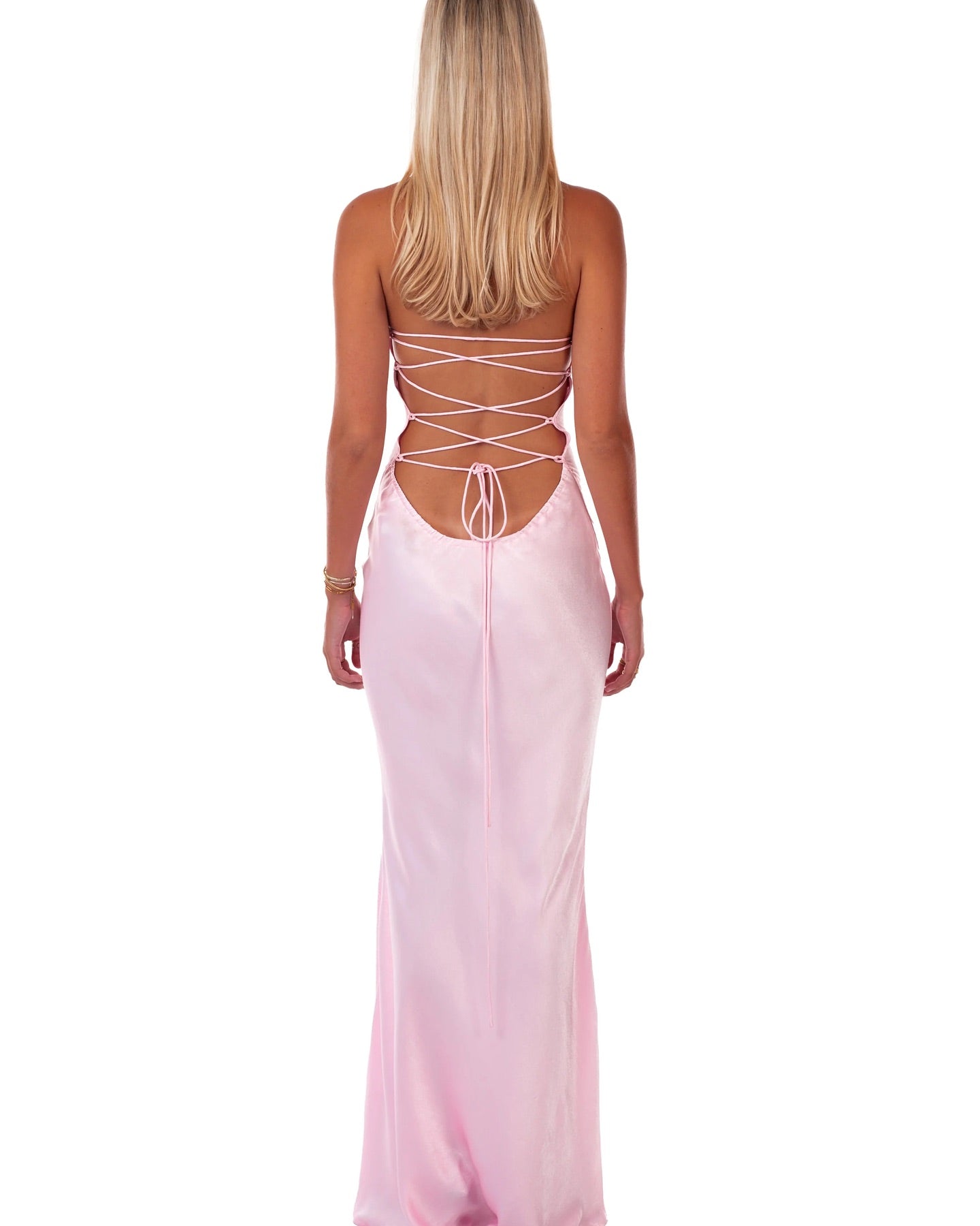 Elegant Backless Pink Prom Dress - Satin Formal Evening Gown for Women - Perfect for Homecoming, Prom Night & Special Occasions