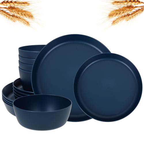 Dark Blue Wheat Straw Plates and Bowls