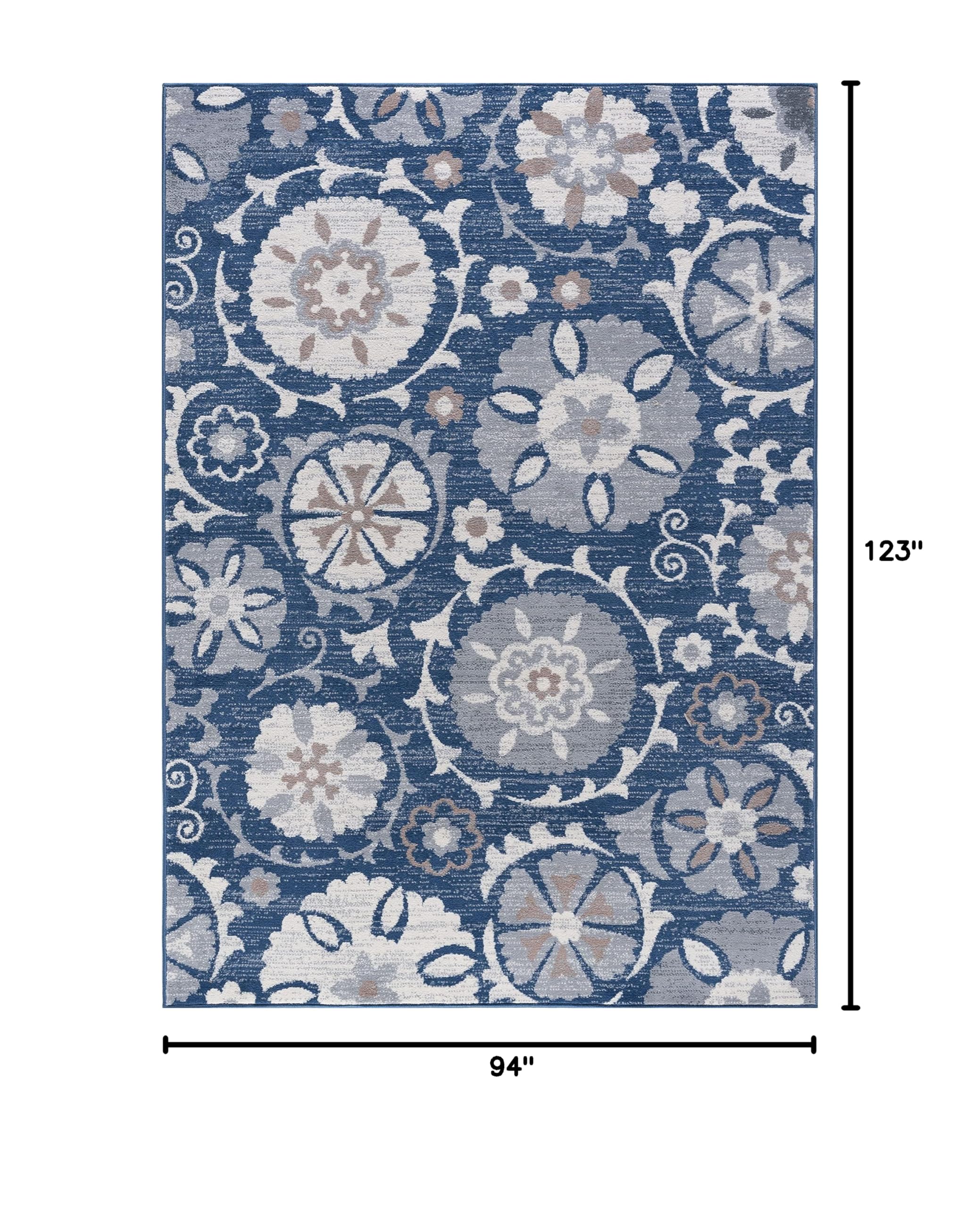Navy Modern Large 8x10 Area Rug - Soft Contemporary Indoor Carpet for Living Room, Bedroom, Dining Room & Kitchen - Non-Slip Entryway Rug - Perfect for Home Decor & High Traffic Areas