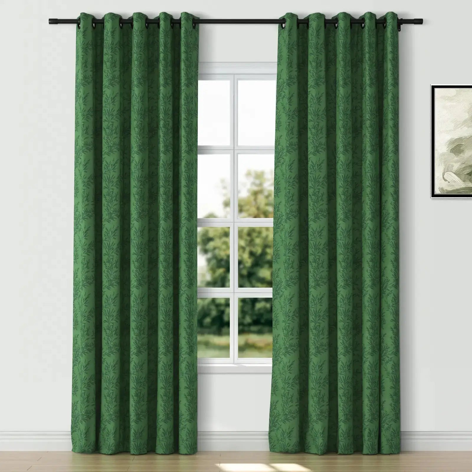 Sara Le Print Linen Drapery Grommet Curtains - Elegant Window Treatments for Living Room & Bedroom - Home Decor Blackout Drapes for Privacy & Light Control