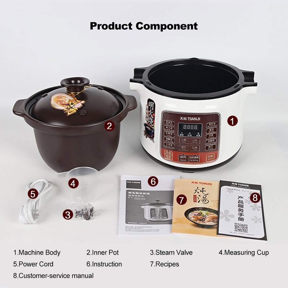 DGD40-40LD 4L Electric Slow Cooker with Ceramic Pot - 600W, 120V Automatic Stew Pot for 3-6 People | Perfect for Family Dinners, Meal Prep & Party Buffets