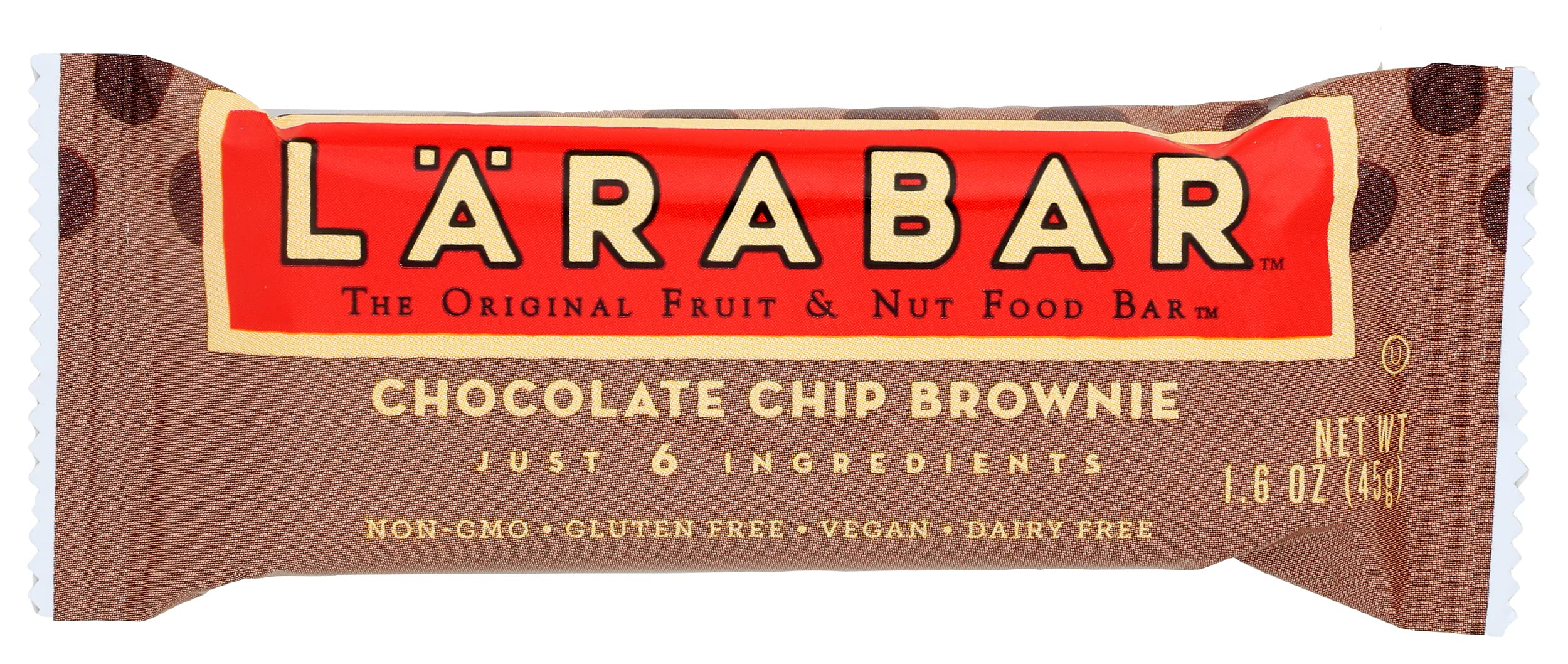 Larabar Chocolate Chip Brownie Protein Bars - Gluten Free, Vegan Snacks - 1.6 Oz (Pack of 64) - Perfect for On-the-Go Energy, Hiking & Healthy Office Snacks