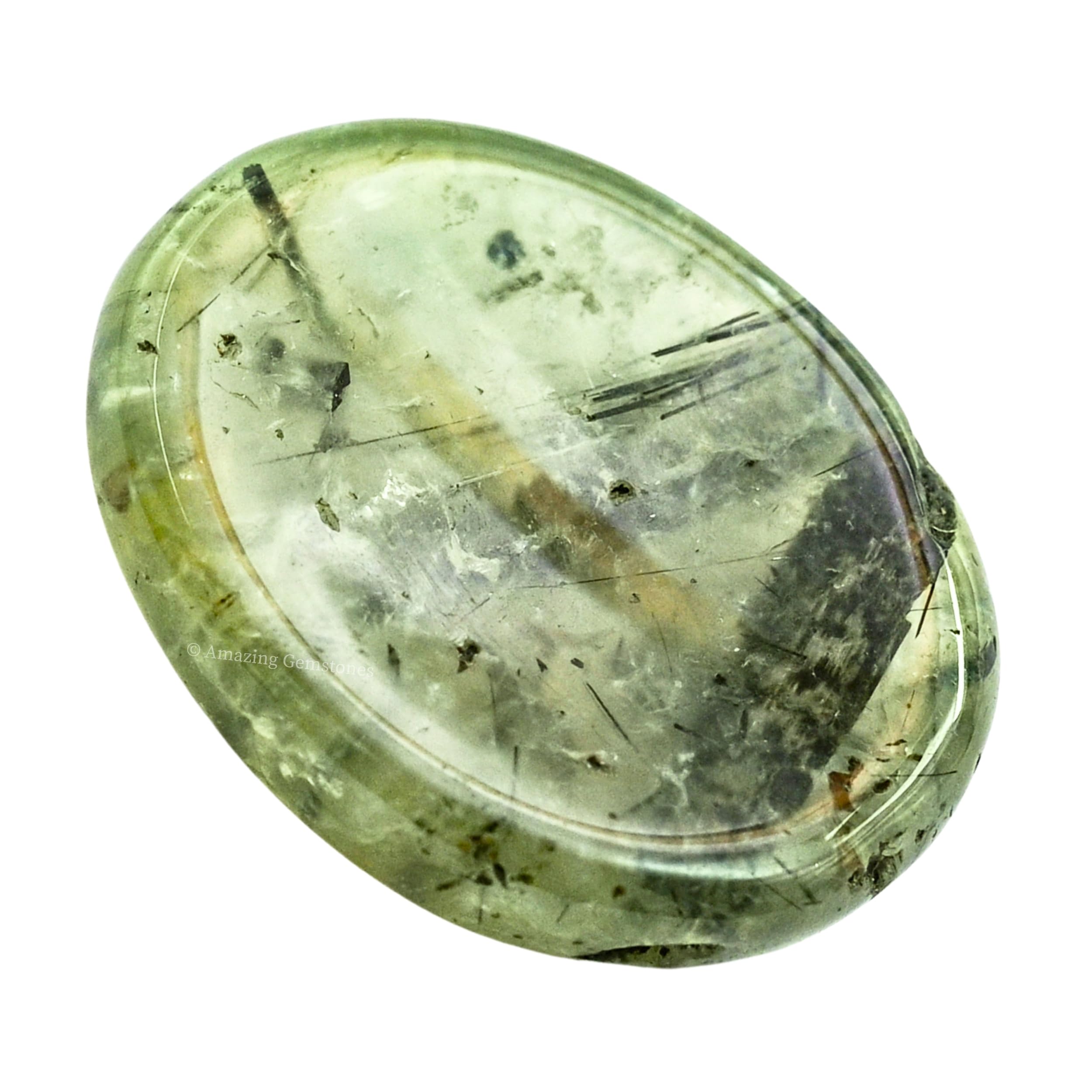 Prehnite Worry Stone & Healing Crystals for Stress Relief - Natural Meditation Stones for Anxiety, Calming & Relaxation - Unique Gifts for Women & Men - Perfect for Meditation, Yoga, Office Desk & Travel Stress Relief