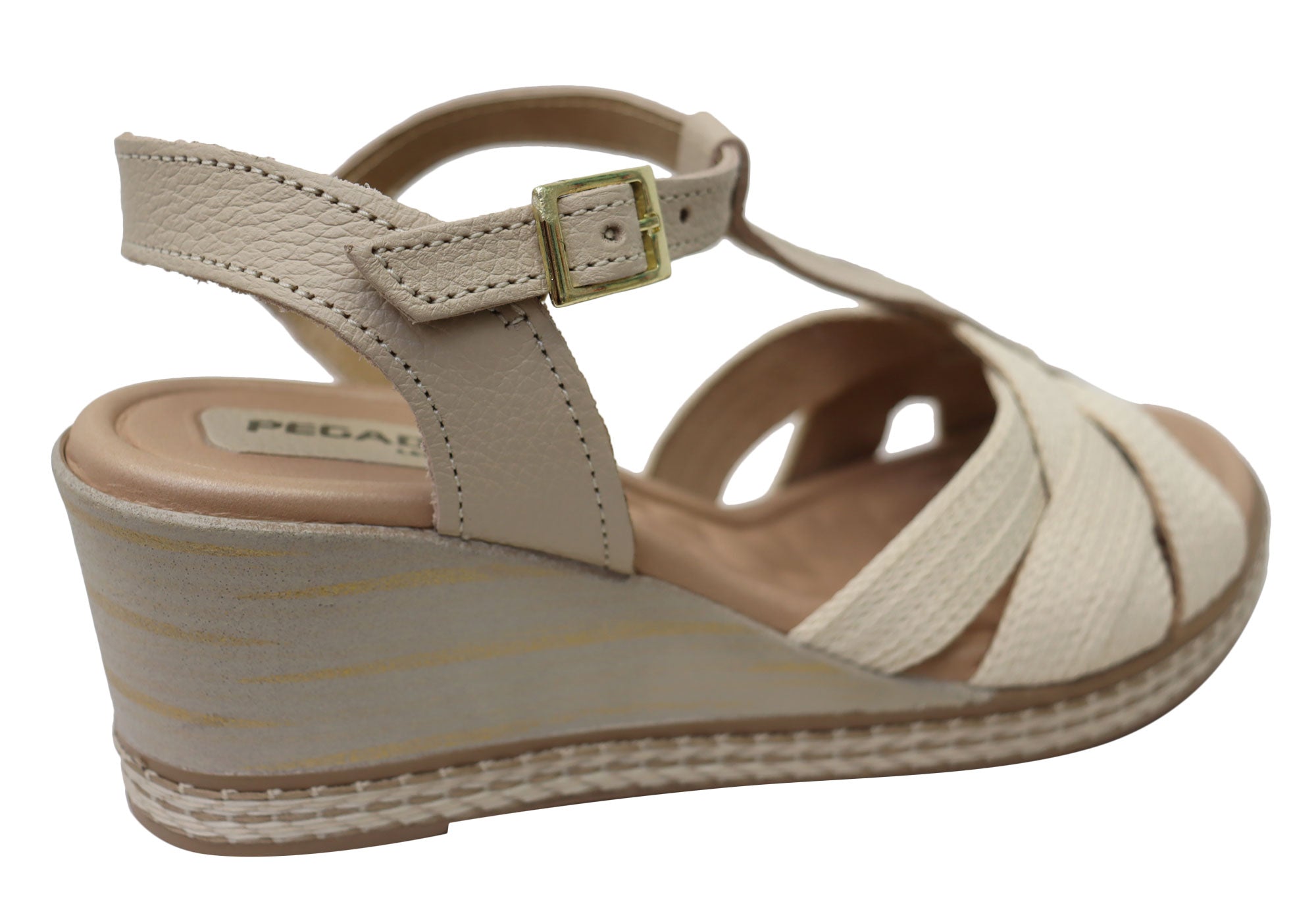 Pegada Carlisle Women's Brazilian Comfortable Leather Wedge Sandals - Stylish & Supportive Summer Shoes for Beach, Vacation & Casual Outings