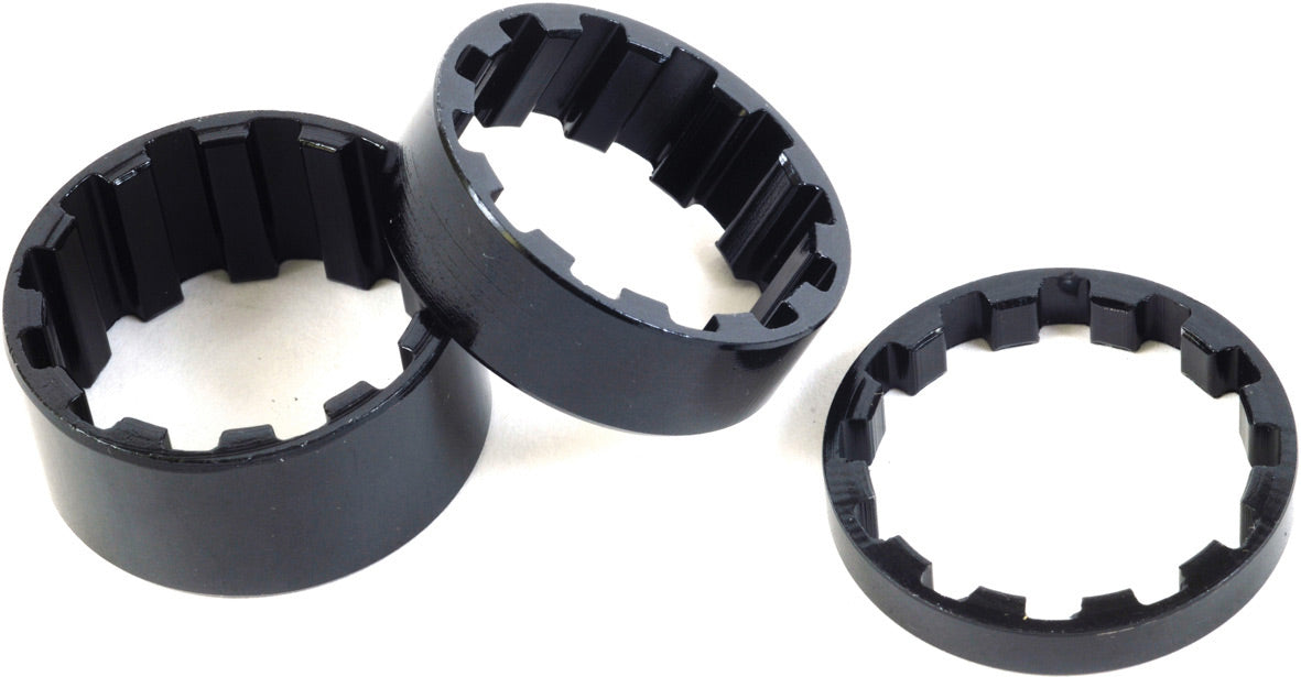 MPART 1 1/8 inch Splined Alloy Headset Spacers - 5mm Black Bicycle Spacer Kit for MTB, Road & Hybrid Bikes - Perfect for Handlebar Height Adjustment & Bike Customization