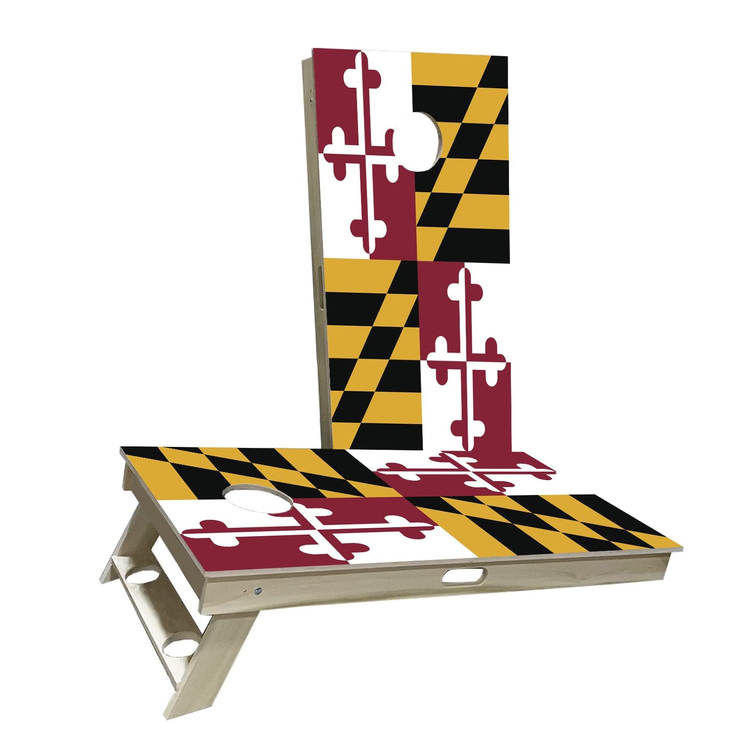 Maryland Flag Cornhole Game Set - 2 Boards & 8 Bags - Outdoor Lawn Tailgate Party Game for Backyard, BBQ, Picnic, Beach & Camping