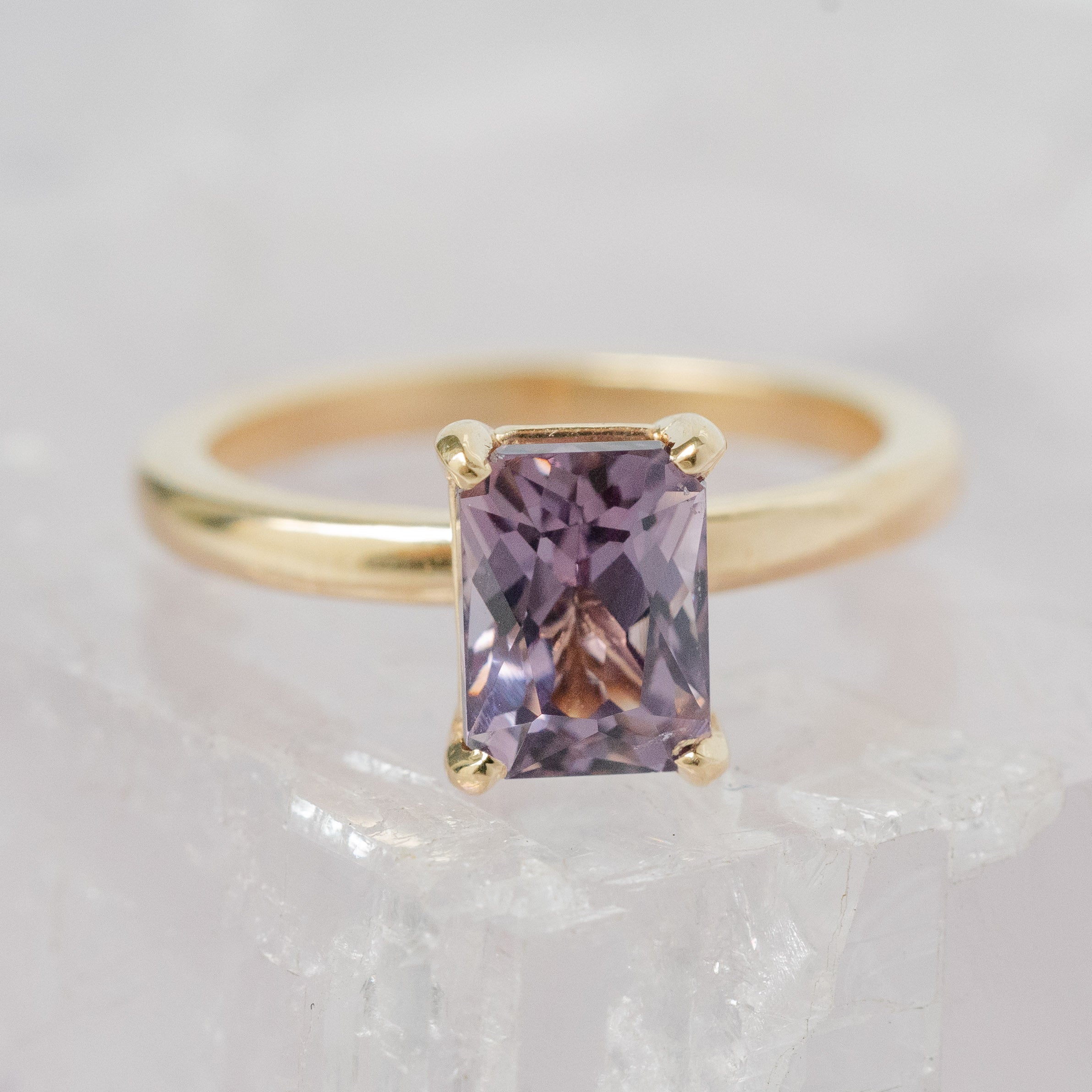 14K Yellow Gold Cypress Ring with Genuine Purple Spinel - Elegant Jewelry for Women, Perfect for Weddings, Anniversaries & Special Occasions