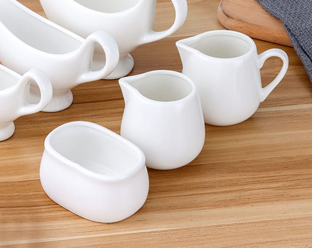 123Arts 2-Piece White Ceramic Creamer and Sugar Bowl Set - Perfect for Coffee, Tea & Breakfast Table Serving | Elegant Milk Pitcher & Sugar Jar for Home, Cafe & Restaurant Use