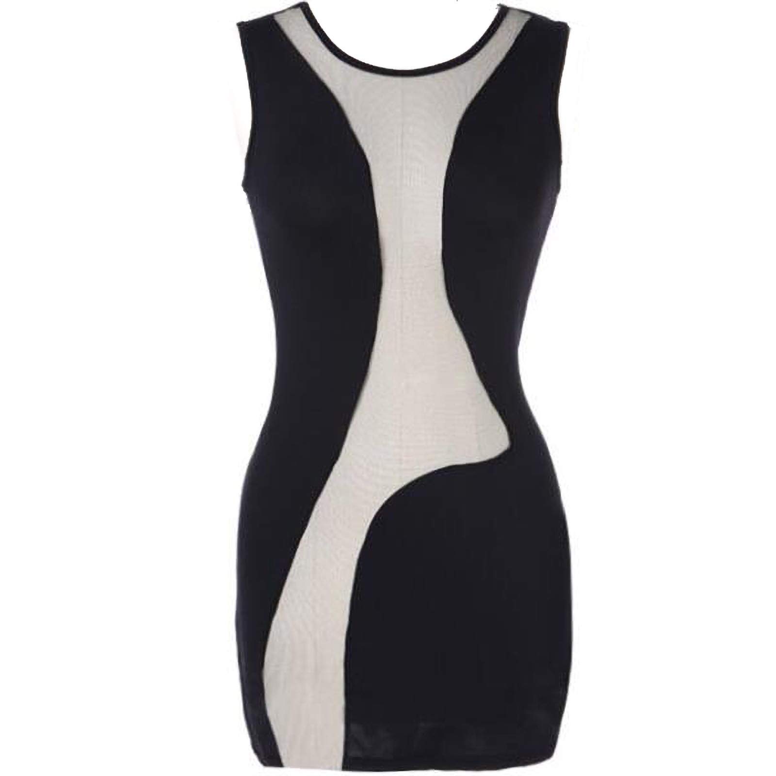 Sexy Women's Spring Sleeveless Mesh Dress with Hip Cutouts & Stitching Details - Perfect for Night Out, Club Party and Summer Vacation