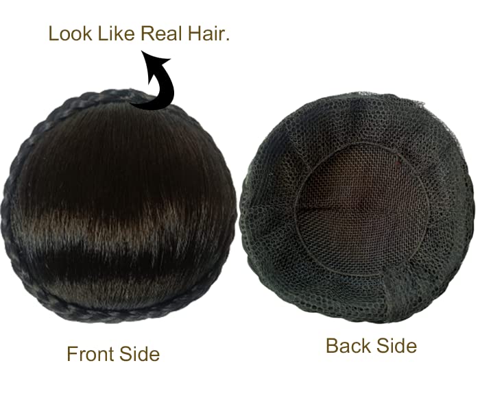 Flysales® Artificial Juda Hair Bun - Medium Size (11cm x 11cm x 5cm) Black Hair Extension & Wig Accessory for Women & Girls - Perfect for Cosplay, Weddings, and Daily Styling
