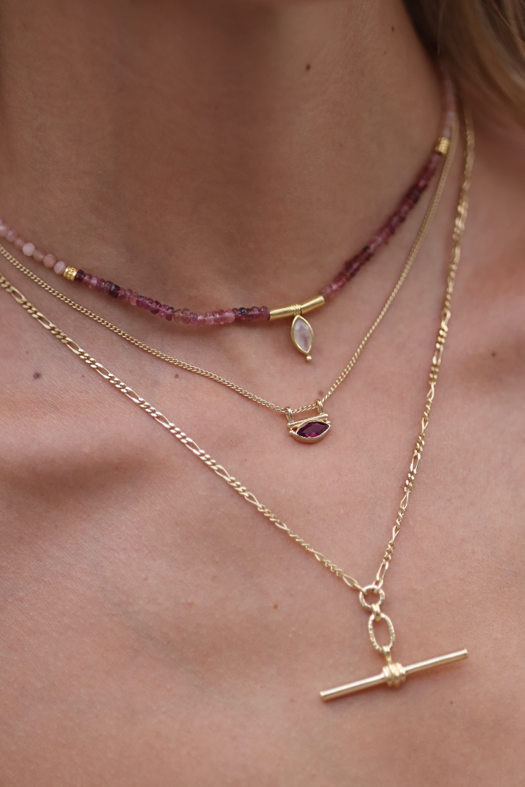 Nyra Rhodolite Gold Necklace – Elegant Garnet Gemstone Jewelry for Women | Perfect for Weddings, Parties & Special Occasions