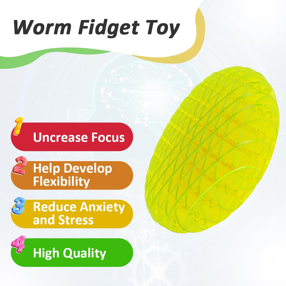 3D Elastic Mesh Fidget Worm Toy - Stretch & Squeeze Sensory Slug for Stress Relief, Anxiety & Focus - Fun Sensory Toys for Kids & Adults - Perfect for Office, Classroom & Home Use (4.72 Inch)