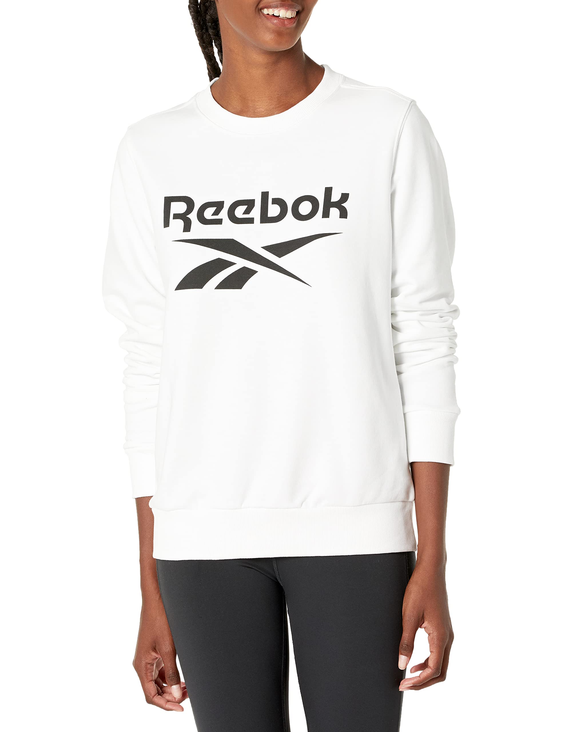 Reebok Women's Big Logo Crewneck Sweatshirt | Soft Cotton Pullover Hoodie | Casual Streetwear & Gym Wear for Women | Perfect for Workouts, Lounging & Everyday Fashion
