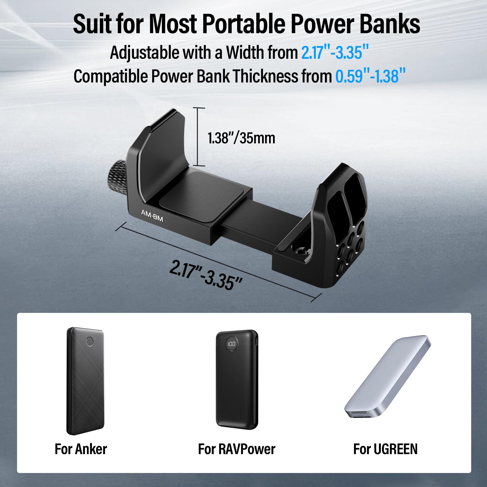 SIRUI Universal Aluminum Power Bank Holder - Adjustable Clamp Mount for Camera, Smartphone & DSLR - Perfect for Vlogging, Travel & Outdoor Photography