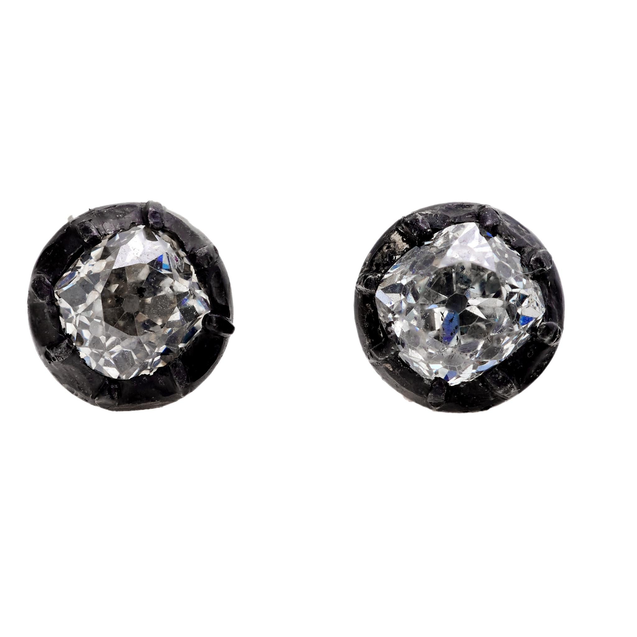 2.30ct Antique Diamond Stud Earrings in 14K Rose Gold - Vintage Jewelry for Women, Elegant Gift for Anniversary, Wedding & Special Occasions