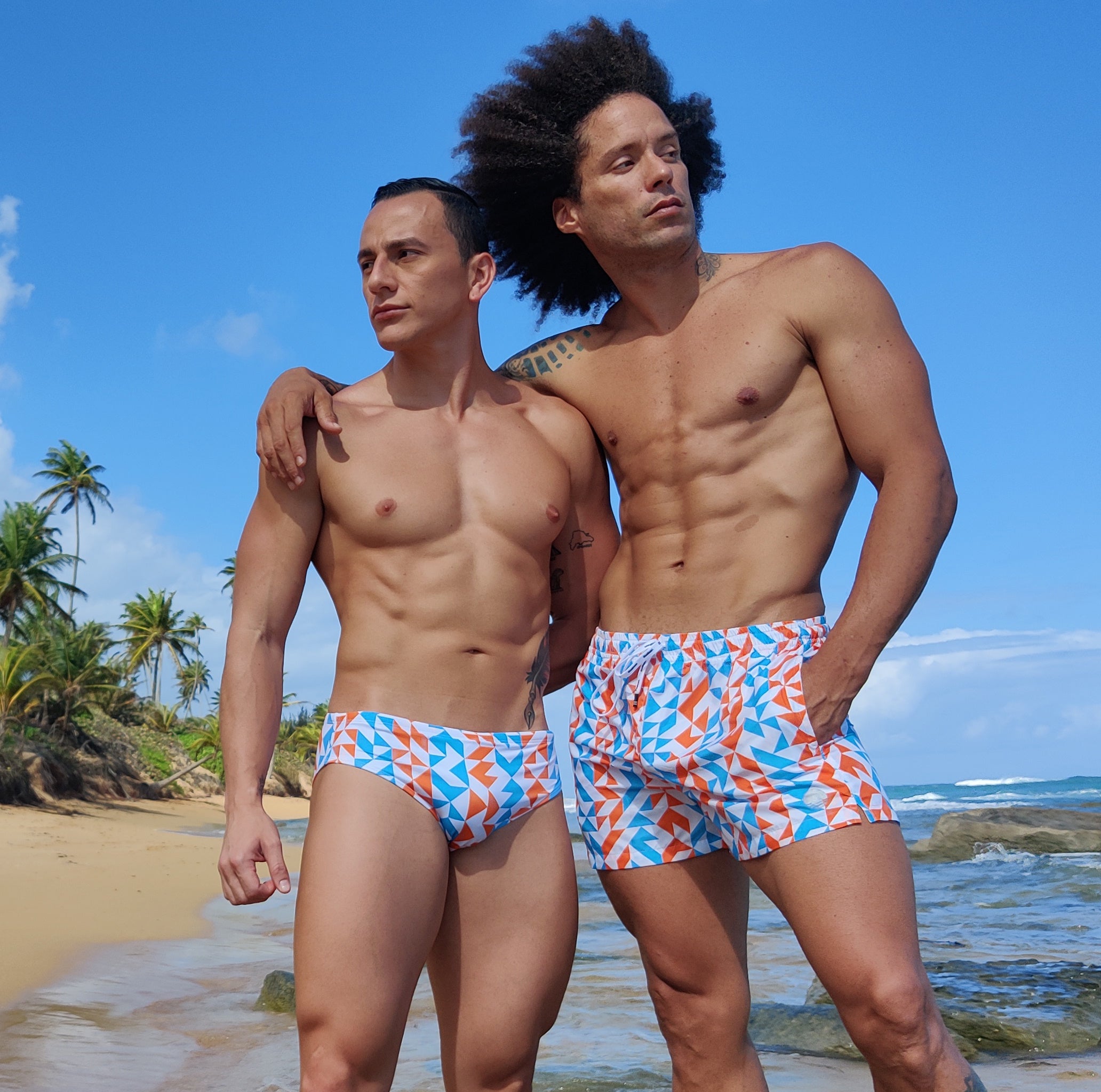 Premium Geo Swim Trunks for Men - Quick Dry, Comfortable & Stylish Beach Shorts - Perfect for Swimming, Surfing & Summer Vacations