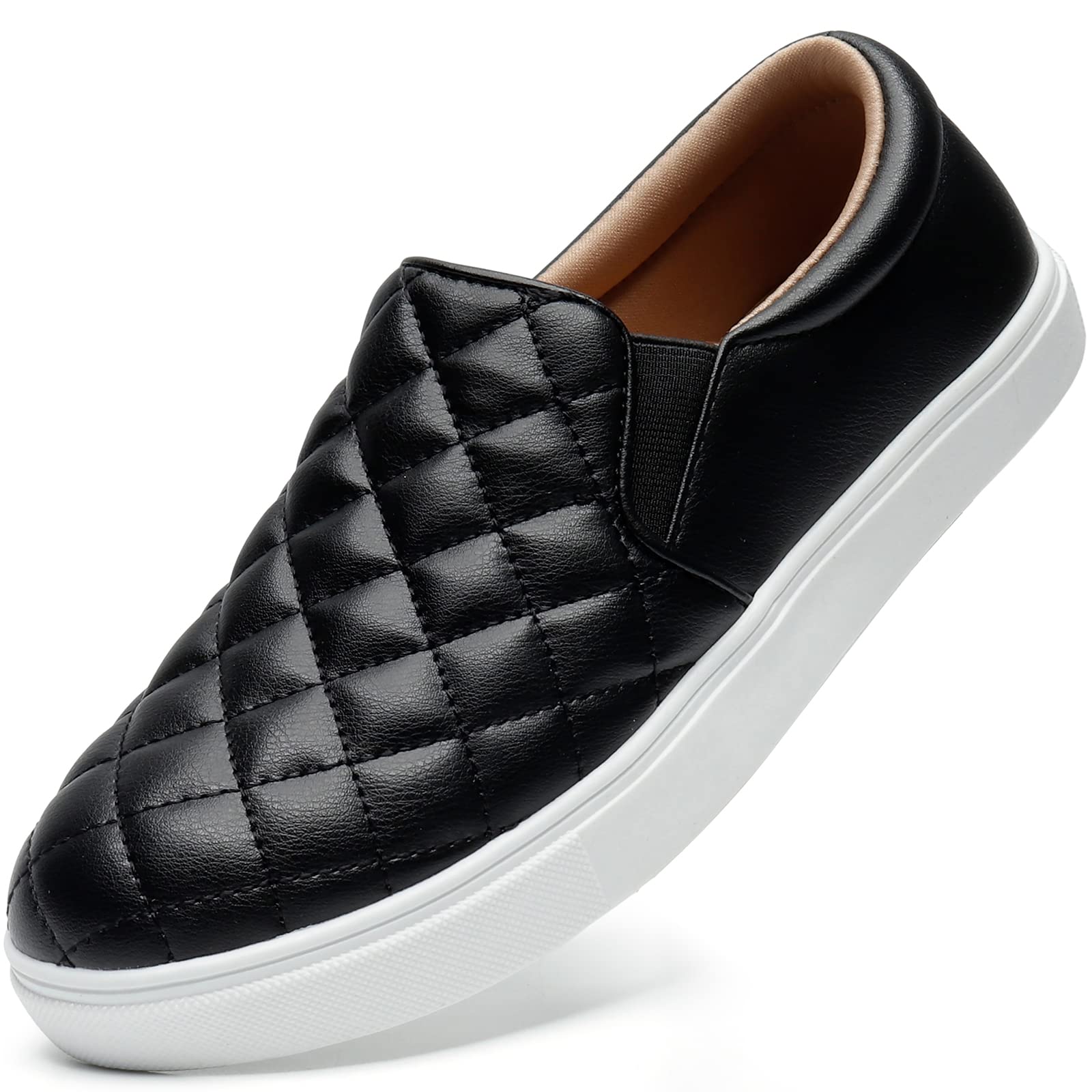 STQ Women's Memory Foam Slip-On Loafers - Comfortable Quilted Sneakers for Fall | Casual Walking, Office Wear & Travel Shoes