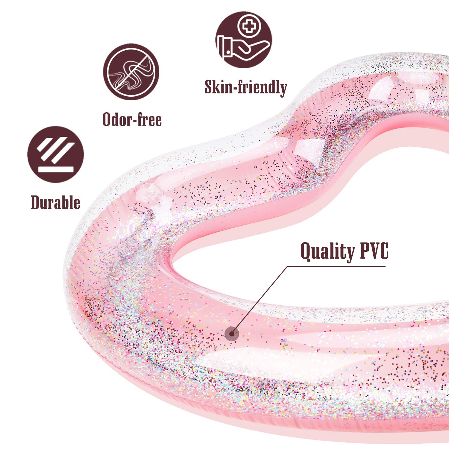 MoKo Inflatable Pool Floats for Adults - Heart Shaped Swim Ring, Summer Swimming Tube, Water Fun Accessories for Beach, Wedding, Bachelorette Party, Pool Party & Backyard Relaxation