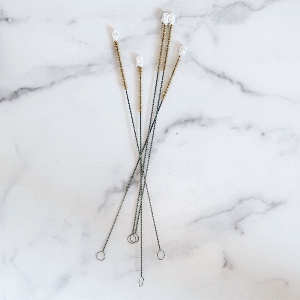 Slim Bristle Brush Set of 2 - Soft Natural Bristles for Gentle Cleaning - Perfect for Makeup Brushes, Art Supplies & Household Cleaning