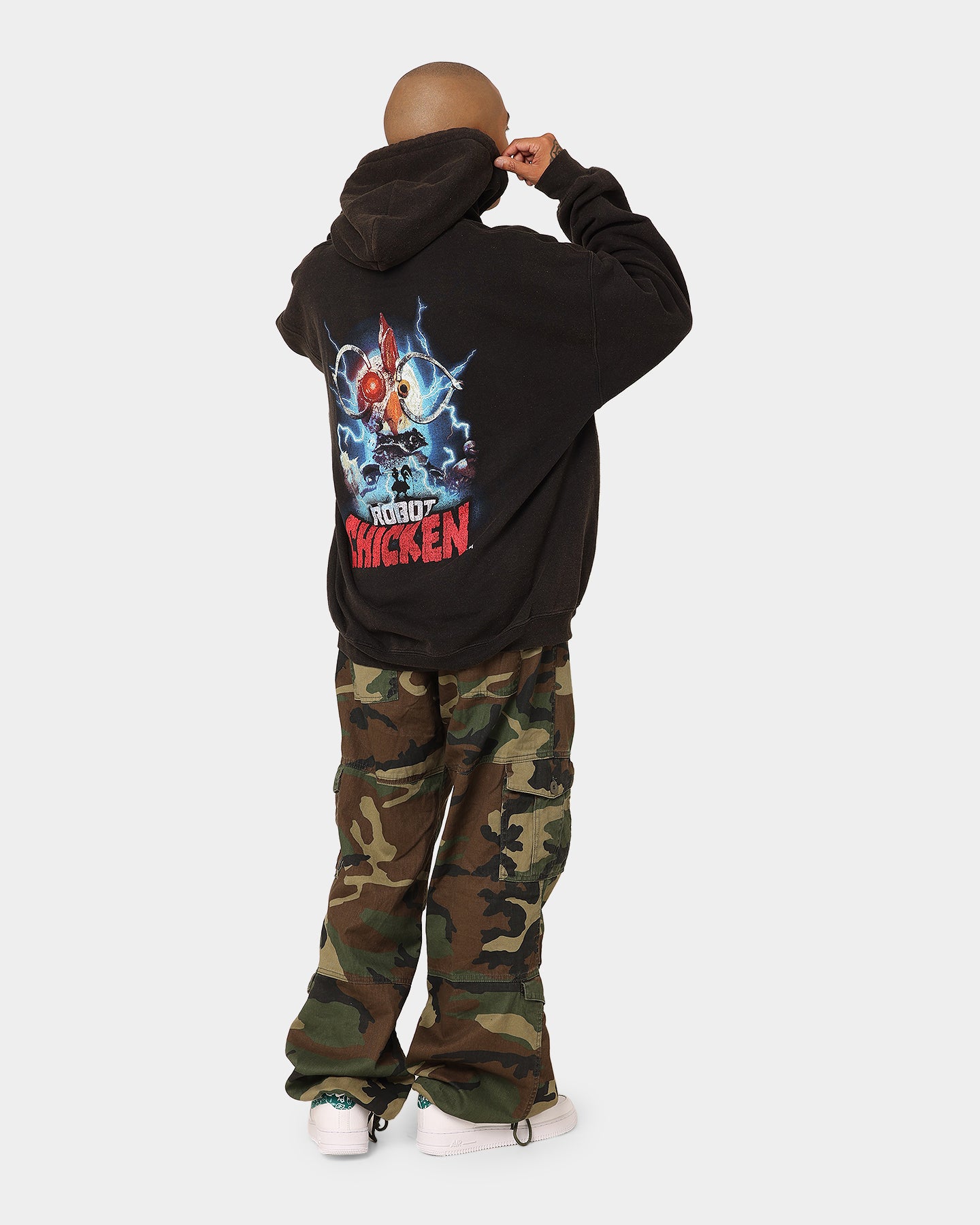 Robot Chicken Vintage Hoodie - Black Wash | American Thrift X Robot Chicken Official Merch | Perfect for Cosplay, Anime Conventions & Streetwear Fashion