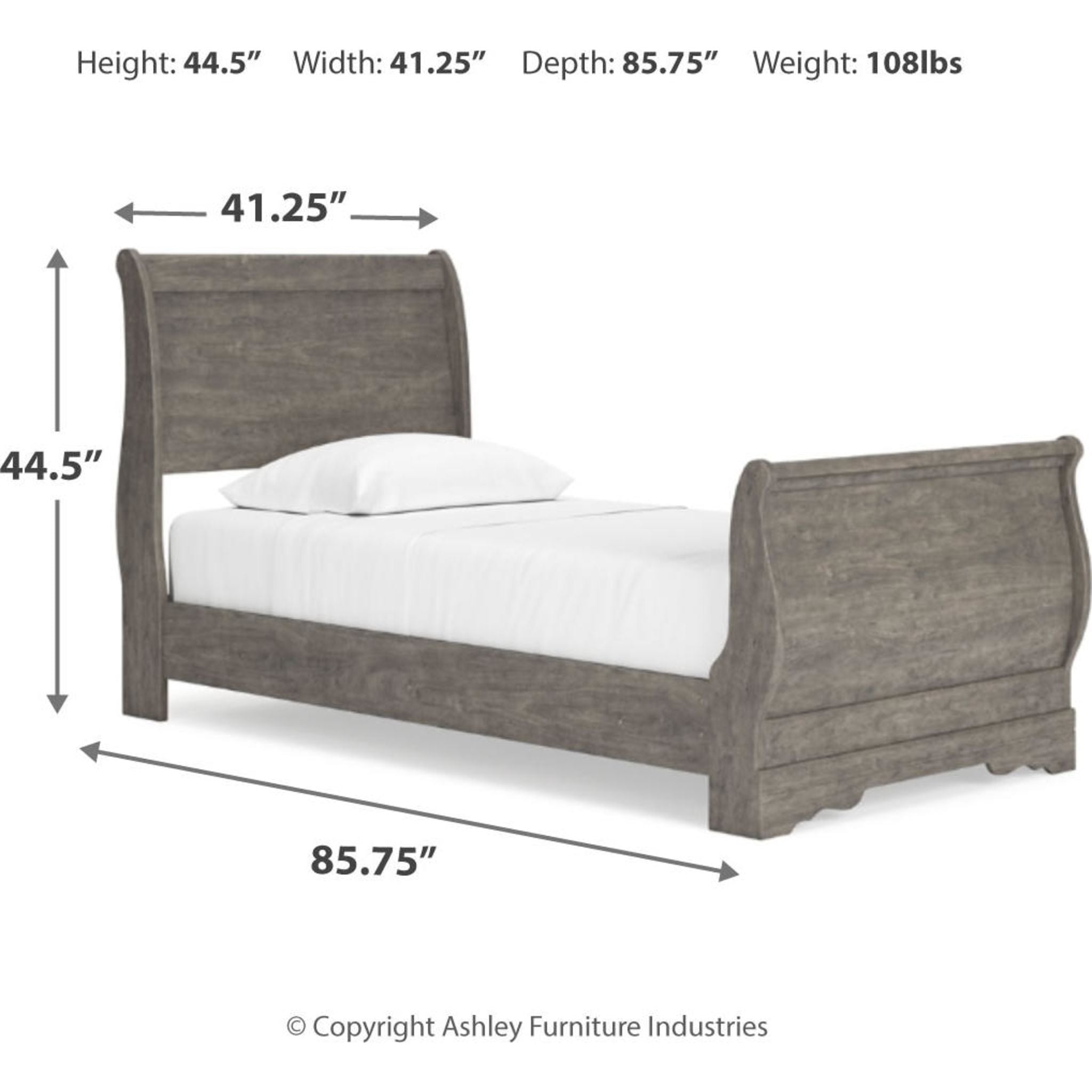 Bayzor 5-Piece Twin Bedroom Set in Gray - Modern Bed Frame, Nightstand & Dresser for Small Spaces | Perfect for Kids Rooms, Guest Bedrooms & Apartments