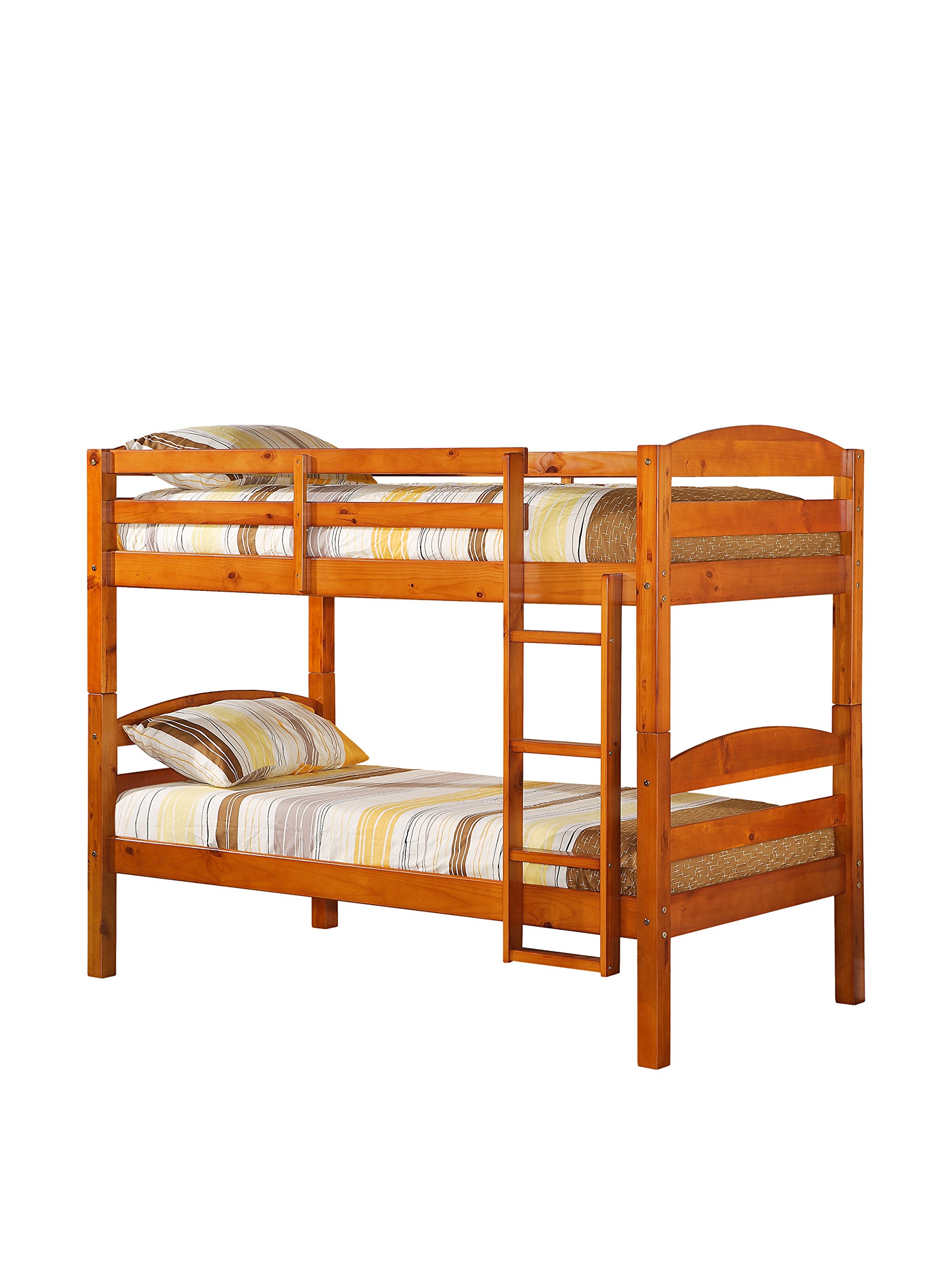 Walker Edison Della Classic Solid Wood Twin over Twin Bunk Bed - Sturdy Honey Finish - Perfect for Kids' Bedrooms, Guest Rooms & Space-Saving Solutions