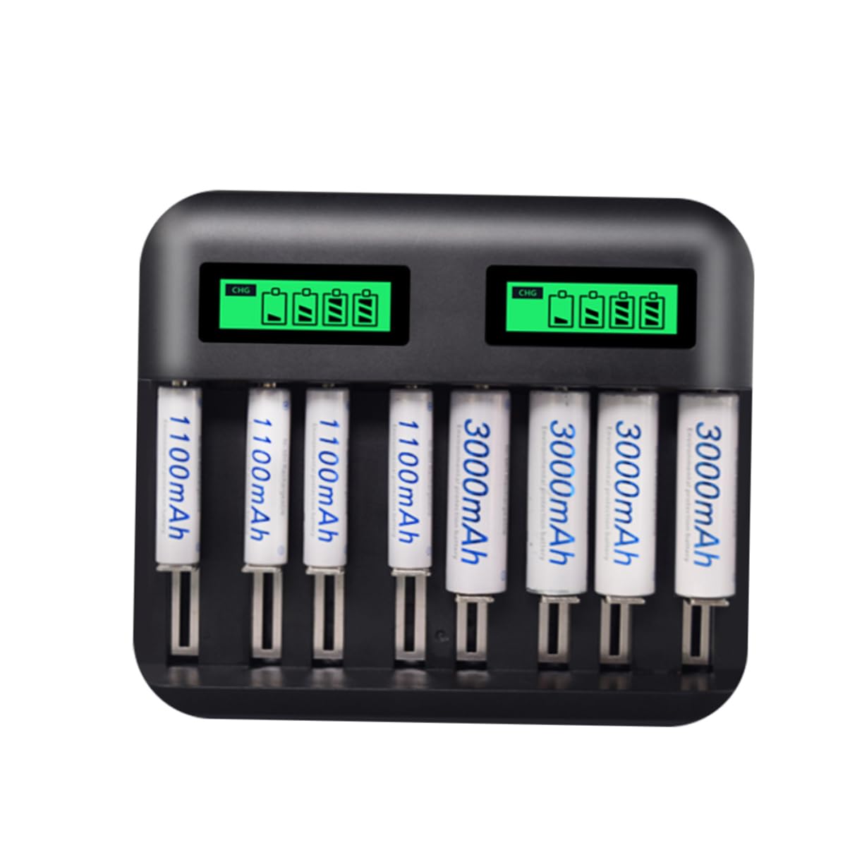 PartyKindom AA AAA USB Battery Charger with Digital Display - Fast Charging for Rechargeable Batteries, Perfect for Home, Office, and Travel Use