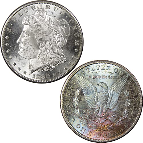 1880 S Morgan Silver Dollar $1 Coin - BU Choice Uncirculated Mint State, 90% Silver, Antique Toned - Perfect for Coin Collectors & Historical Investments