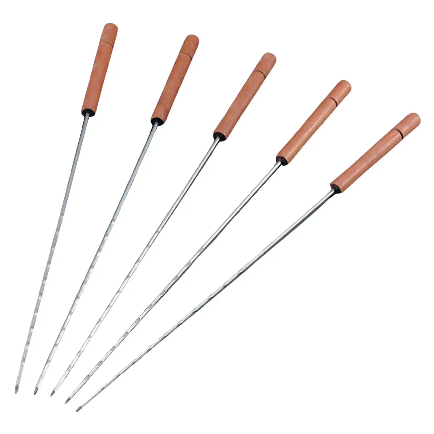Premium EBM Stainless Steel BBQ Skewers - Set of 5 Metal Grilling Sticks for Shish Kabob, Kebabs, Meat & Vegetables - Perfect for Outdoor Cooking, Camping & Backyard Barbecues