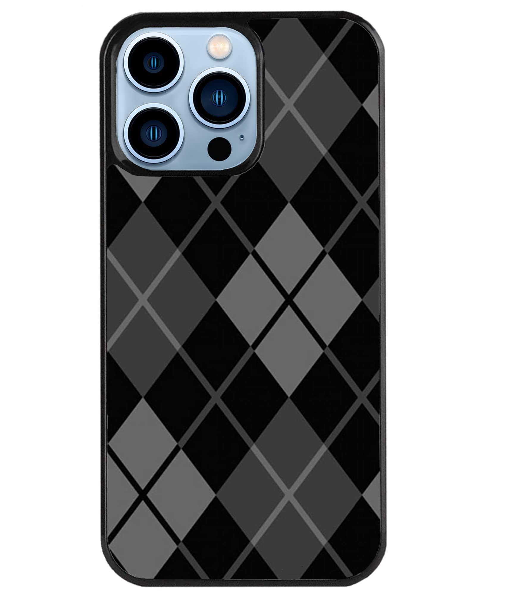 Premium Shockproof TPU Case for iPhone 13 Pro - Dark Argyle Pattern Protective Phone Cover | Slim Fit, Anti-Scratch & Drop Protection - Perfect for Daily Use, Travel & Outdoor Activities