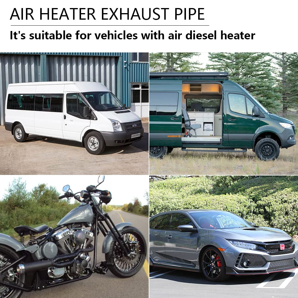 2.5CM/1in Inner Diameter Stainless Steel Parking Air Heater Exhaust Pipe - Durable Diesel & Gas Vent Hose for Trucks, RVs & Boats (120cm/47in) - Perfect for Winter Heating & Engine Ventilation Systems