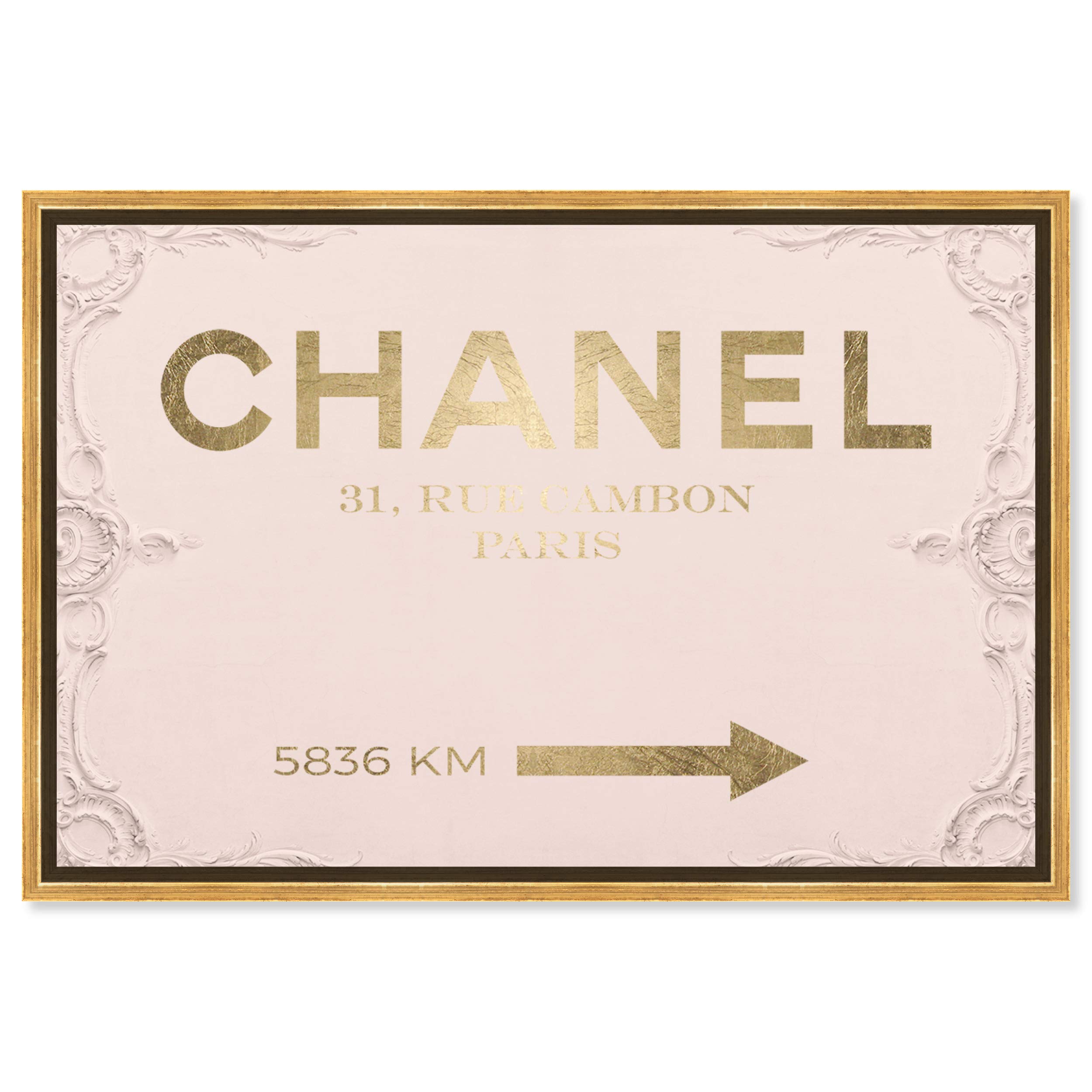 Oliver Gal Artist Co. Fashion & Glam Gold Framed Canvas Wall Art - Rococo Style Pink & Gold Home Decor (36x24 Inches) - Perfect for Living Room, Bedroom & Bathroom Décor | Modern Luxury Wall Art for Women's Fashion Inspired Spaces