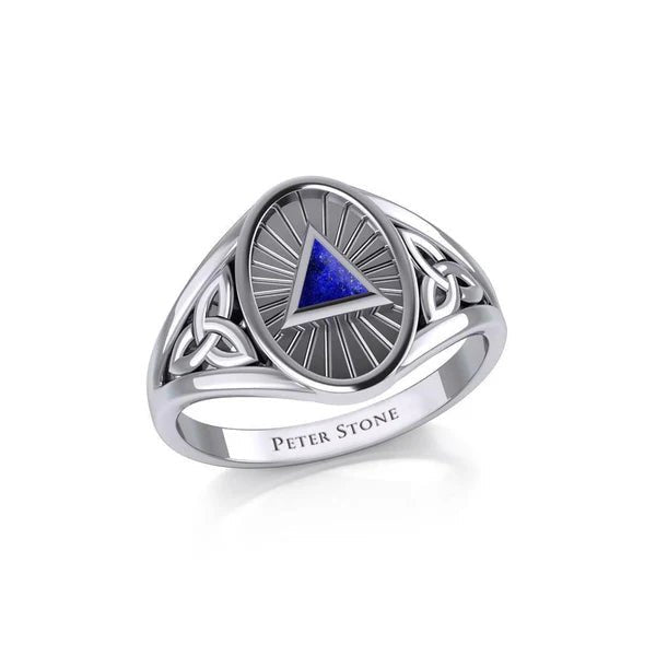 Celtic Trinity Knot Sterling Silver AA Recovery Ring with Inlaid Symbol - Meaningful Jewelry for Sobriety & Spiritual Protection - Perfect for 12-Step Programs, Addiction Recovery Gifts, and Irish Heritage Celebrations