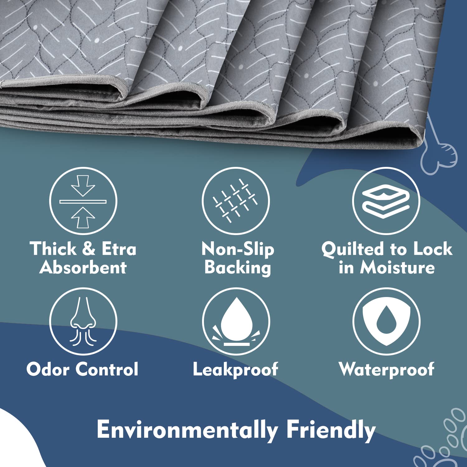 Washable & Reusable Dog Pee Pads - Waterproof Puppy Training Pads for Indoor & Outdoor Use - Easy Clean Pet Potty Mats for Housebreaking, Crate Training, and Travel