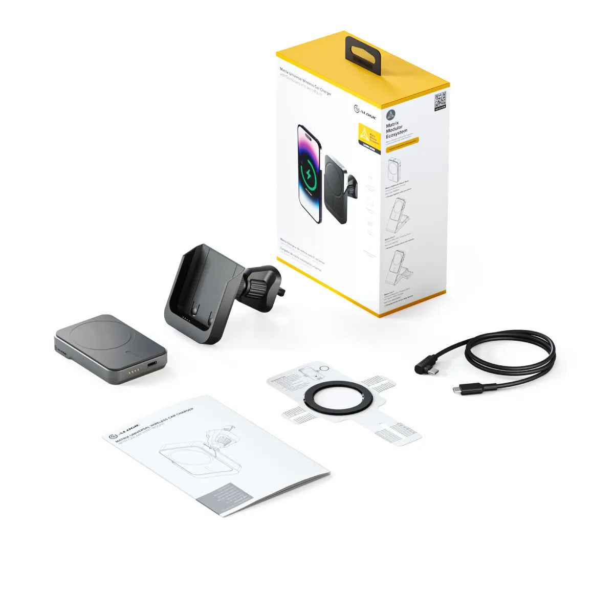 Matrix Universal Magnetic Car Charger with Air Vent Mount - Fast Wireless Charging for iPhone & Android - Perfect for Road Trips & Commuting