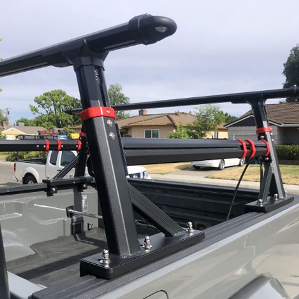 Universal Extendable Aluminum Pickup Truck Bed Rack with Cross Bars - Heavy Duty Cargo Carrier for Camping, Hunting & Outdoor Adventures