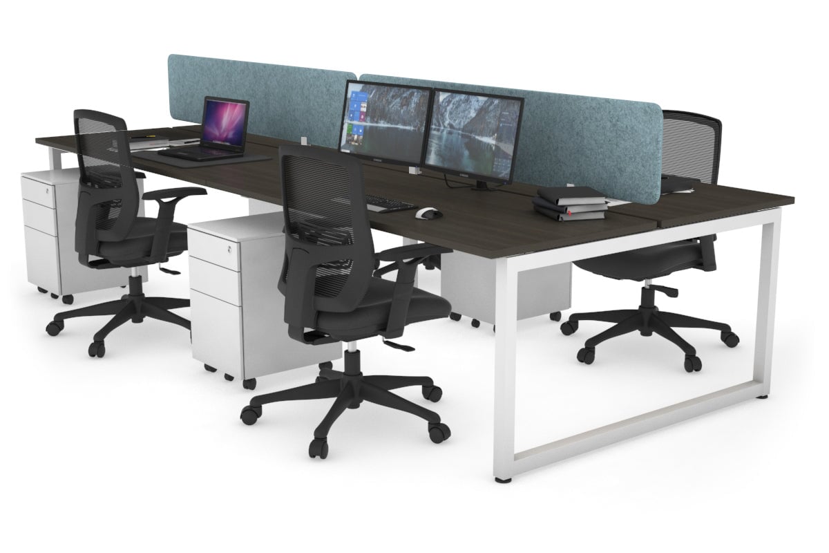 Quadro Loop Legs 4-Person Office Workstation Desk - 1600L x 700W - Modern Collaborative Workspace Solution for Team Projects & Open Office Layouts