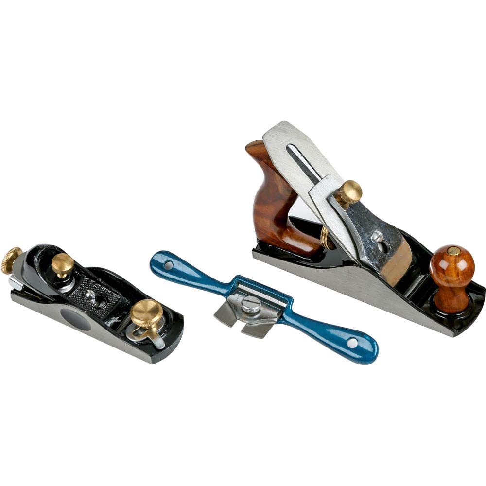 Grizzly H6243 3-Piece Woodworking Plane Set - Premium Hand Planes for Smoothing, Shaping & Finishing Wood - Ideal for Carpentry, DIY Projects & Furniture Making