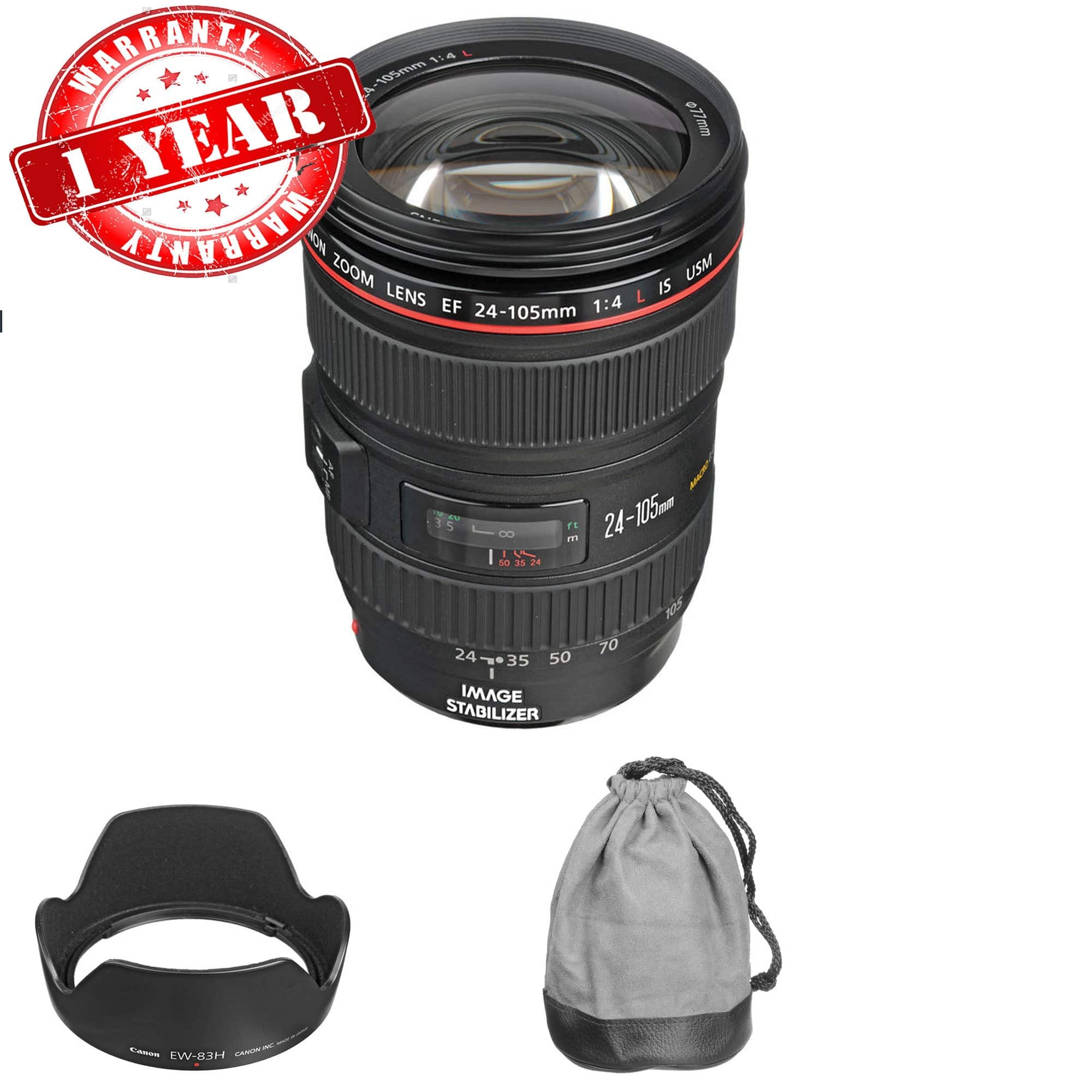 Canon EF 24-105mm f/4L IS USM Lens - Professional Full Frame DSLR Camera Lens with Image Stabilization - Perfect for Portrait, Travel & Landscape Photography (USA Version)