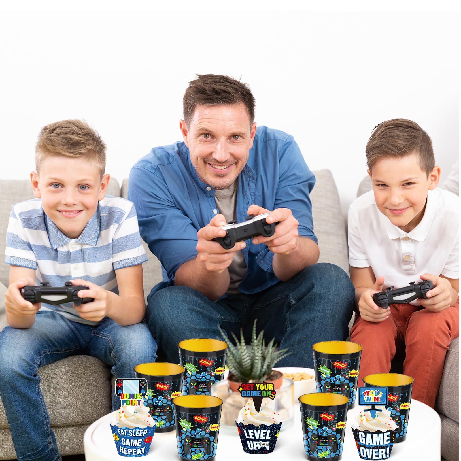 96 Pcs Video Game Controller Cupcake Toppers - Gaming Theme Cake Decorations for Gamer Birthday, Anniversary Parties - Blue Gamepad Cupcake Picks (Perfect for Gaming Themed Parties, Baby Showers, and Retro Game Lovers)