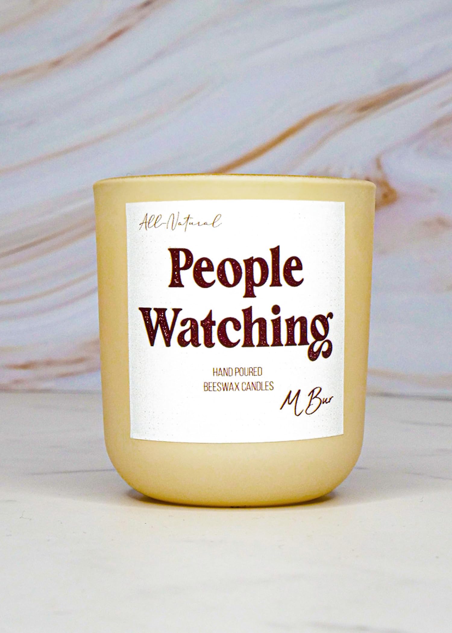 Sweet Spice Fall Scented Candle - 20 Hour Burn Time | 100% Natural Beeswax Jar Candle | Luxury Home Fragrance for Cozy Evenings & Autumn Decor (3 oz) - People Watching by M Bur Candle Co.