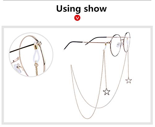 Stylish Metal Star Eyeglass Chain for Women & Girls - Adjustable Glasses Holder for Reading Glasses & Sunglasses - Perfect for Work, School & Fashion Accessories