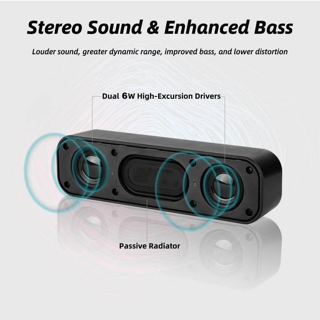 USB Powered Computer Speakers - Wired Mini Sound Bar with Stereo Sound for Windows PC, Laptop, Desktop | Portable USB Speakers for Home Office, Gaming & Retail Checkout Counters