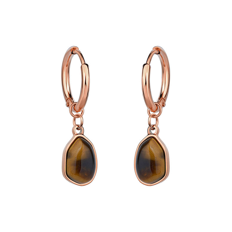 Natural Tiger Eye Stone Drop Earrings for Women - Elegant Dangle Jewelry for Party, Wedding & Everyday Wear